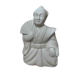 Vintage BENIHANA Samurai w/ Fan Mug Cocktail Cup Tiki Glass White Ceramic